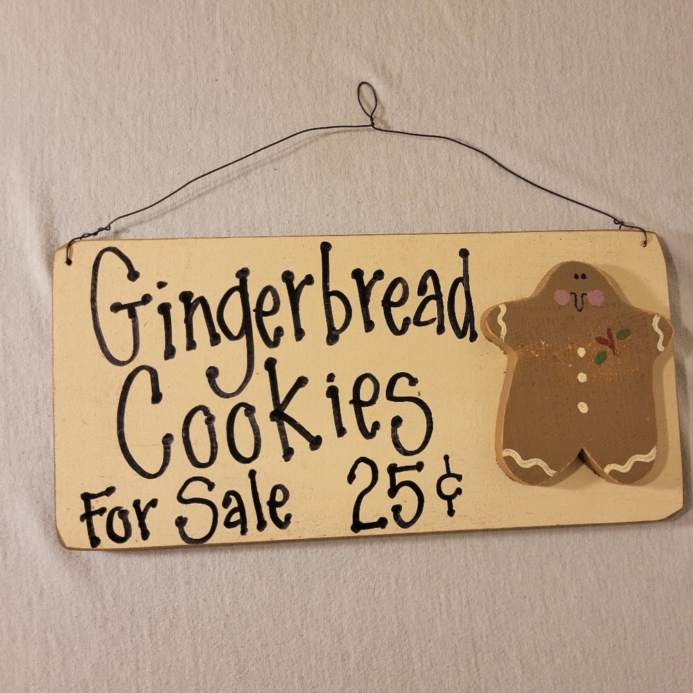 Adorable Primitive Gingerbread Wooden Sign - Picture 2 of 3